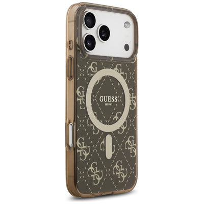Guess IML 4G Background MagSafe Case for iPhone 17 Pro - Brown