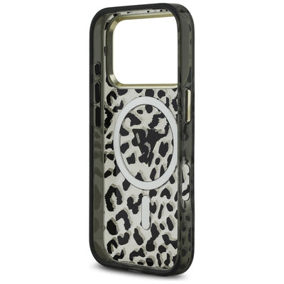 Guess Leopard Glitter MagSafe Case for iPhone 17 Pro - Black