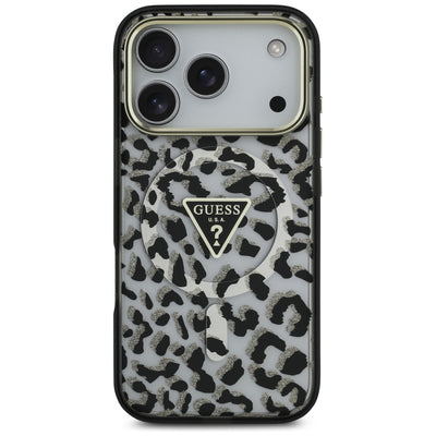 Guess Leopard Glitter MagSafe Case for iPhone 17 Pro Max - Black