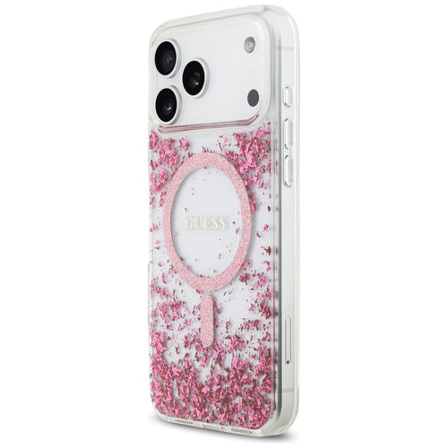 Guess Resin Bottom Glitter MagSafe Case for iPhone 17 Pro Max - Pink
