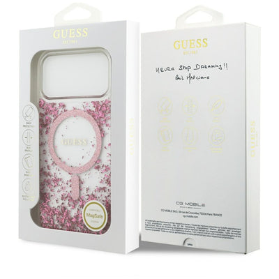Guess Resin Bottom Glitter MagSafe Case for iPhone 17 Pro Max - Pink
