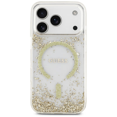 Guess Resin Bottom Glitter MagSafe Case for iPhone 17 Pro - Gold