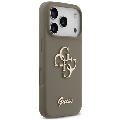 Guess Silicone Big 4G Script Case for iPhone 17 Pro Max - Brown