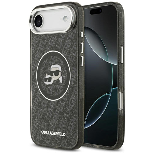 Karl Lagerfeld IML Glitter Karl &amp; Choupette Heads Logo MagSafe iPhone Air Case - Black