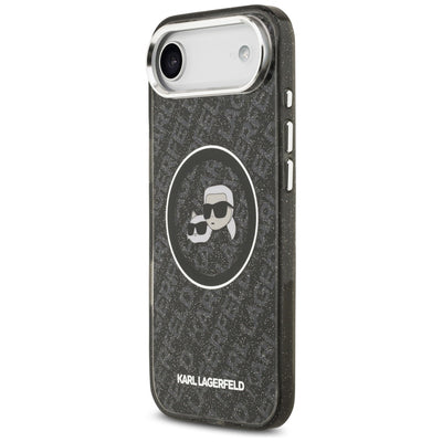Karl Lagerfeld IML Glitter Karl &amp; Choupette Heads Logo MagSafe iPhone Air Case - Black