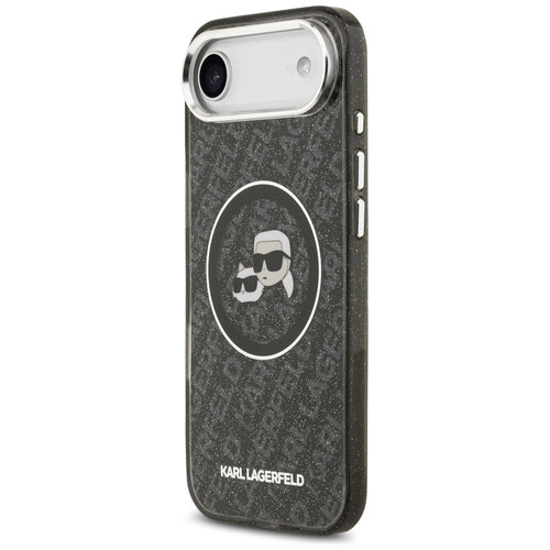 Karl Lagerfeld IML Glitter Karl &amp; Choupette Heads Logo MagSafe iPhone Air Case - Black
