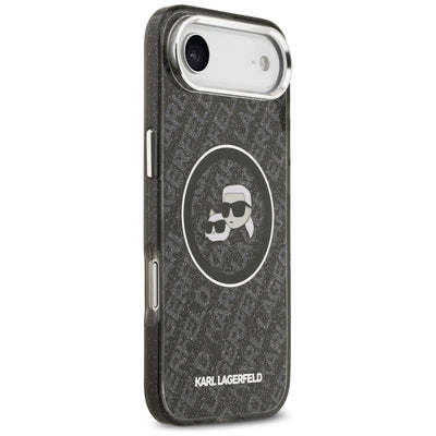 Karl Lagerfeld IML Glitter Karl &amp; Choupette Heads Logo MagSafe iPhone Air Case - Black