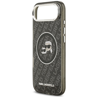 Karl Lagerfeld IML Glitter Karl &amp; Choupette Heads Logo MagSafe iPhone Air Case - Black