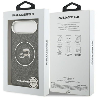 Karl Lagerfeld IML Glitter Karl &amp; Choupette Heads Logo MagSafe iPhone Air Case - Black