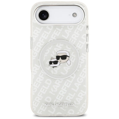 Karl Lagerfeld IML Glitter Karl&amp;Choupette Heads Logo MagSafe Case for iPhone Air - Gray