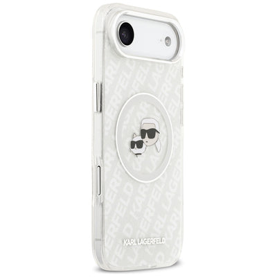 Karl Lagerfeld IML Glitter Karl&amp;Choupette Heads Logo MagSafe Case for iPhone Air - Gray