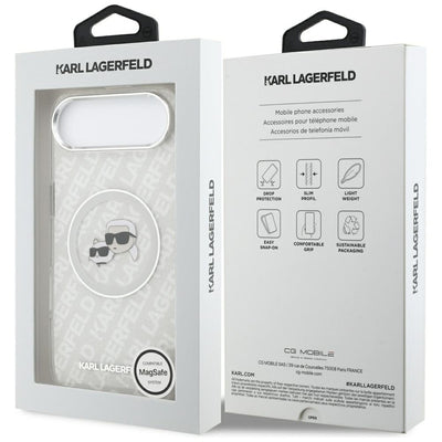 Karl Lagerfeld IML Glitter Karl&amp;Choupette Heads Logo MagSafe Case for iPhone Air - Gray