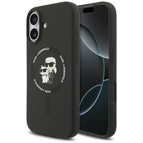Karl Lagerfeld Silicone Karl&amp;Choupette Ring MagSafe Case for iPhone 17 - Black