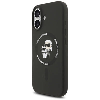 Karl Lagerfeld Silicone Karl&amp;Choupette Ring MagSafe Case for iPhone 17 - Black
