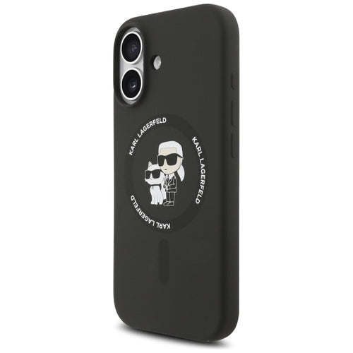 Karl Lagerfeld Silicone Karl&amp;Choupette Ring MagSafe Case for iPhone 17 - Black