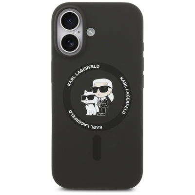 Karl Lagerfeld Silicone Karl&amp;Choupette Ring MagSafe Case for iPhone 17 - Black