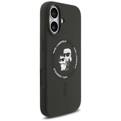 Karl Lagerfeld Silicone Karl&amp;Choupette Ring MagSafe Case for iPhone 17 - Black