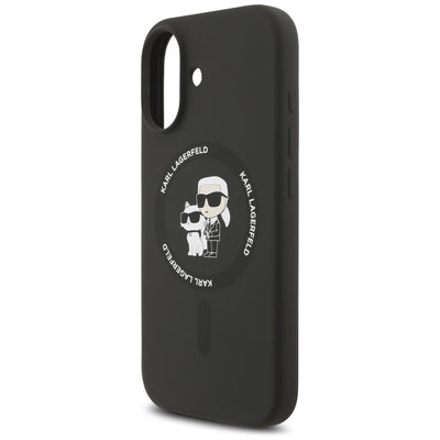 Karl Lagerfeld Silicone Karl&amp;Choupette Ring MagSafe Case for iPhone 17 - Black