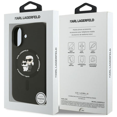 Karl Lagerfeld Silicone Karl&amp;Choupette Ring MagSafe Case for iPhone 17 - Black
