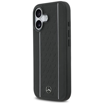 Mercedes Leather Star Pattern Stripes MagSafe case for iPhone 17 - black