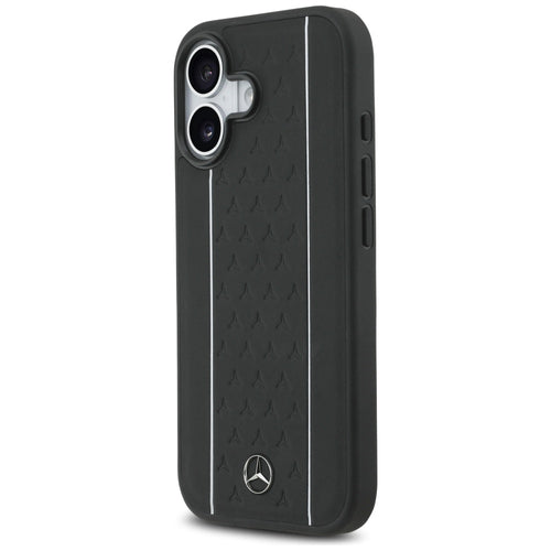 Mercedes Leather Star Pattern Stripes MagSafe case for iPhone 17 - black