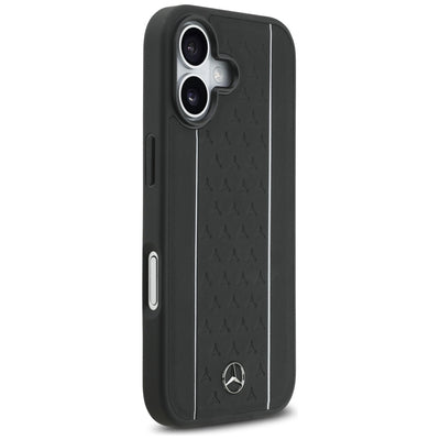 Mercedes Leather Star Pattern Stripes MagSafe case for iPhone 17 - black