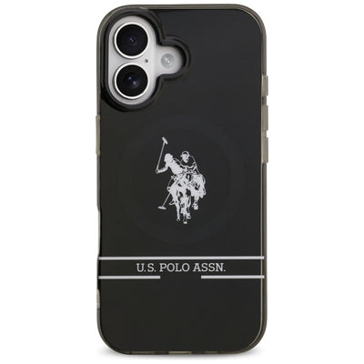 US Polo DH and Bottom Stripe Logo MagSafe iPhone 17 Case - Black — U.S. Polo Assn.