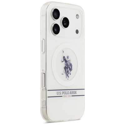 US Polo DH and Bottom Stripe Logo MagSafe Case for iPhone 17 Pro - White — U.S. Polo Assn.