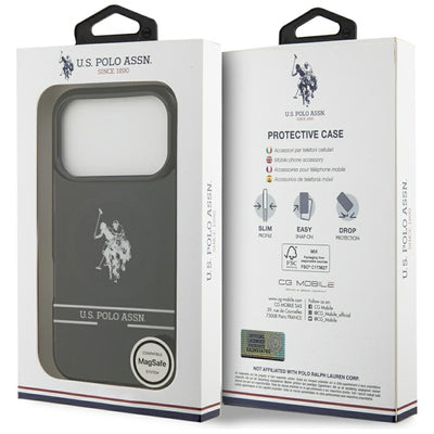 US Polo DH and Bottom Stripe Logo MagSafe Case for iPhone 17 Pro - Black — U.S. Polo Assn.