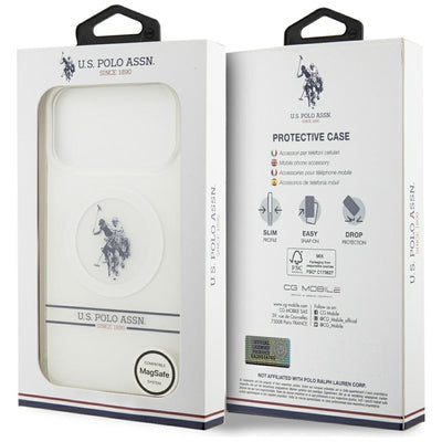 US Polo DH and Bottom Stripe Logo MagSafe Case for iPhone 17 Pro Max - White — U.S. Polo Assn.
