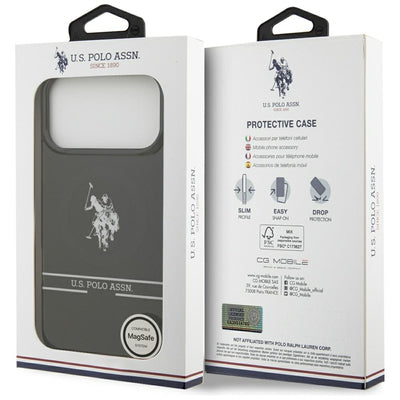 US Polo DH and Bottom Stripe Logo MagSafe Case for iPhone 17 Pro Max - Black — U.S. Polo Assn.