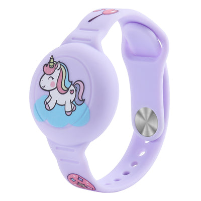 AirTag Case Wristband Silicone Wristband for Kids - Purple with Unicorn — Hurtel