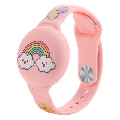 AirTag Case Wristband Silicone Wristband for Kids - Pink with Rainbow — Hurtel