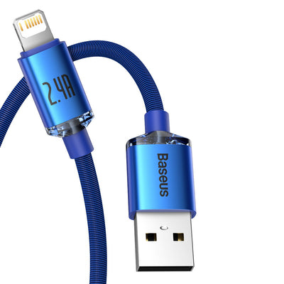 Baseus Crystal Shine Series cable USB cable for fast charging and data transfer USB Type A - Lightning 2.4A 2m blue (CAJY0001