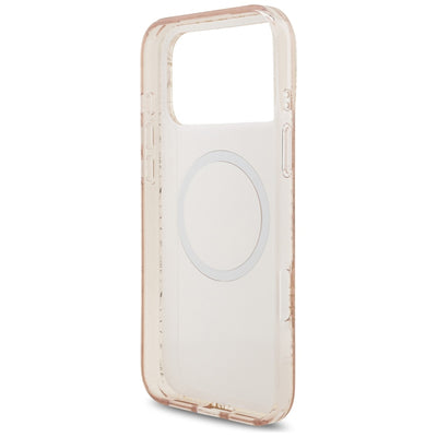 Guess IML Flowers Electro Pearl Strap MagSafe Case for iPhone 17 Pro Max - Pink