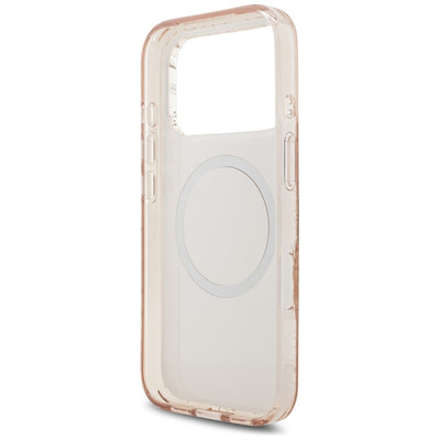 Guess IML Flowers Electro Pearl Strap MagSafe Case for iPhone 17 Pro - Pink