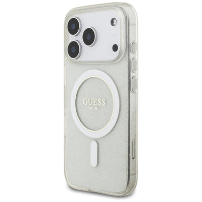 Guess IML Glitter Pearl Strap MagSafe Case for iPhone 17 Pro - Transparent