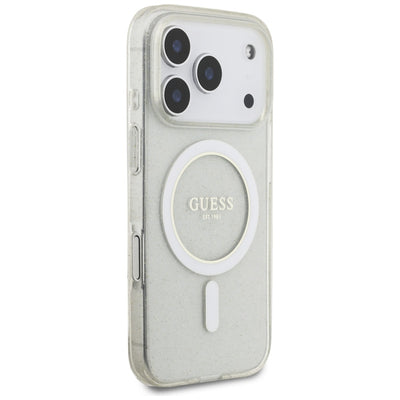 Guess IML Glitter Pearl Strap MagSafe Case for iPhone 17 Pro - Transparent