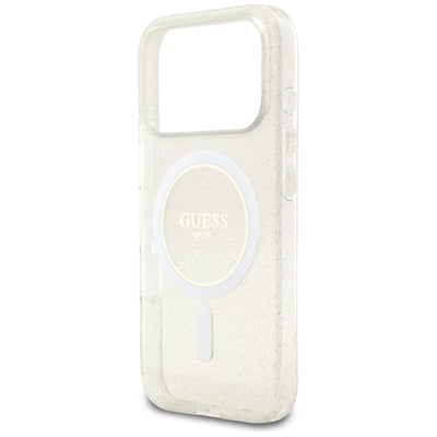 Guess IML Glitter Pearl Strap MagSafe Case for iPhone 17 Pro - Transparent