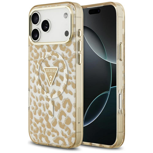 Guess Leopard Glitter MagSafe Case for iPhone 17 Pro Max - Brown