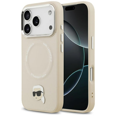 Karl Lagerfeld Karl Pin MagSafe Case for iPhone 17 Pro Max - Beige