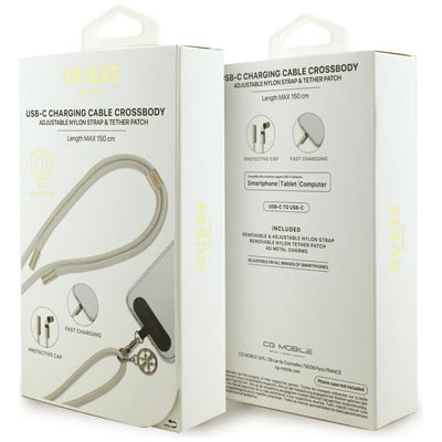 Guess CBDY 4G Charm USB-C / USB-C Cable 150cm - Beige