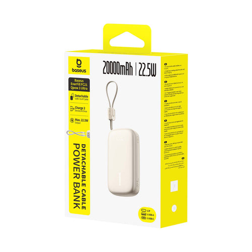 Baseus EnerFill FC21 Qpow 3 Ultra 20000mAh 22.5W Powerbank with Display and Cable Included - Beige