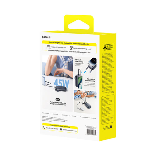 Baseus EnerFill FC21 Qpow 3 Ultra 20000mAh 45W Power Bank with Digital Display and Included Cable - Black
