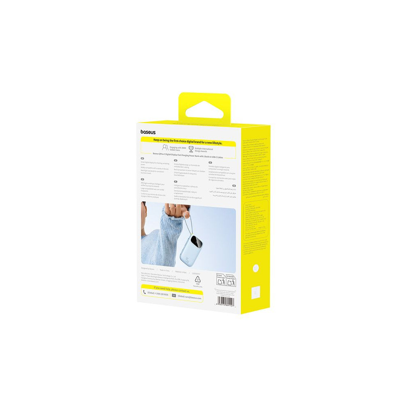 Baseus EnerFill FC21 Qpow 3 Ultra 20000mAh 45W Power Bank with Digital Display and Included Cable - Blue