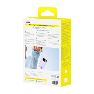 Baseus EnerFill FC31 20000mAh 45W Power Bank with Display with USB-C and Lightning Cables - Purple