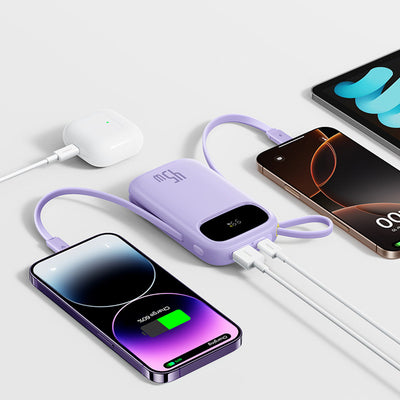 Baseus EnerFill FC31 20000mAh 45W Power Bank with Display with USB-C and Lightning Cables - Purple