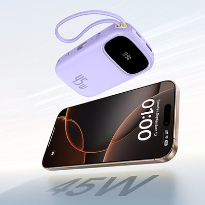 Baseus EnerFill FC31 20000mAh 45W Power Bank with Display with USB-C and Lightning Cables - Purple