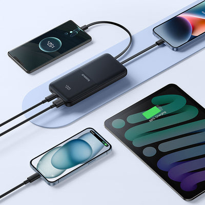 Baseus Lipow 10000mAh 22.5W Powerbank with Dual Built-in Cable with Display (with additional black Baseus Simple USB-A - USB-