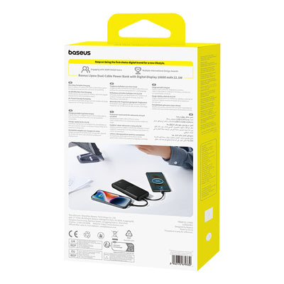 Baseus Lipow 10000mAh 22.5W Powerbank with Dual Built-in Cable with Display (with additional black Baseus Simple USB-A - USB-